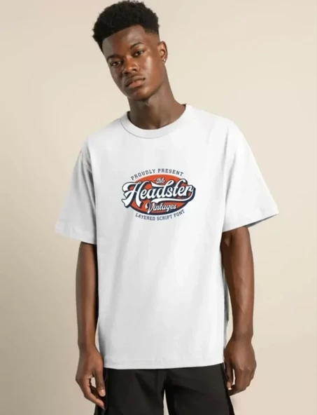 Unisex Baskılı Oversize T-Shirt - Beyaz ürün görseli 1