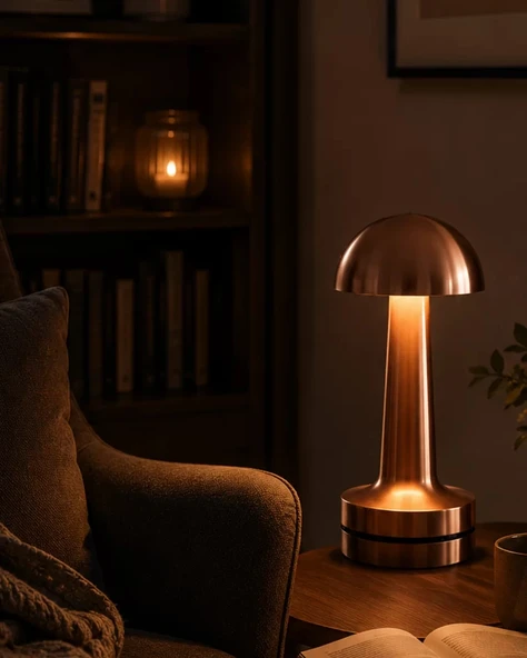 Nevamel® Dokunmatik Mantar Gece Lambası Bronz LED Masa Aydınlatması ürün görseli 1