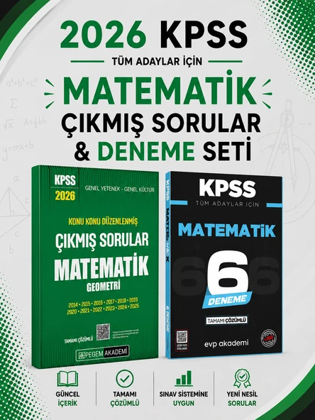Pegem 2026 KPSS Matematik Çıkmış Sorular & KPSS Matematik 6 Deneme EVP Akademi ürün görseli 1