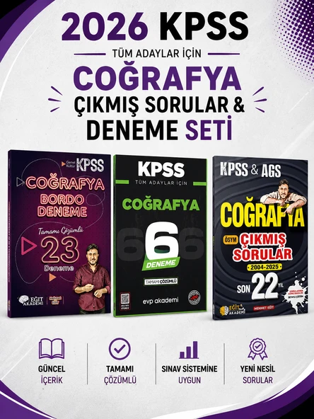 Mehmet Eğit KPSS Coğrafya Son 22 Yıl Çıkmış Sorular + Deneme & KPSS Coğrafya EVP Akademi Seti ürün görseli 1