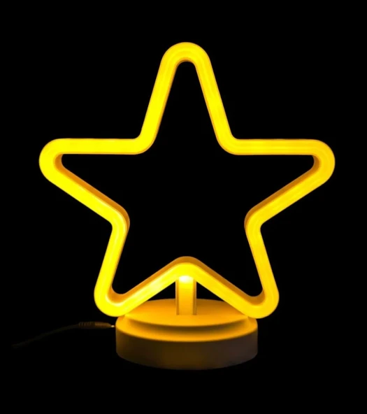 Neon Işıklı Yıldız Masa Gece Lambası Pil+usb ürün görseli 1