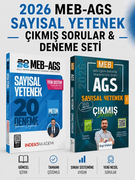 Dizgi Kitap 2026 MEB AGS Sayısal Yetenek Çıkmış Sorular & Sayısal Yetenek 20 Deneme İndeks Akademi Seti ürün görseli 1