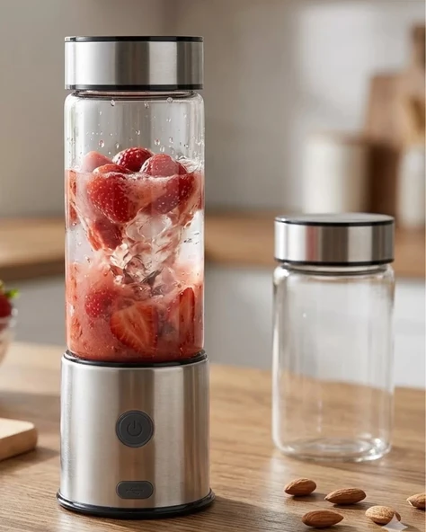 Nevamel® USB Type C Şarjlı Cam Blender 6 Bıçaklı Smoothie ve Shake Blender ürün görseli 1