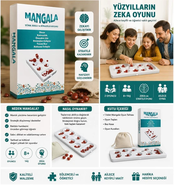 MANGALA  Kutu Oyunu , Eğitici Aile Oyunu , 8 Yaş ve Üzeri ürün görseli 1