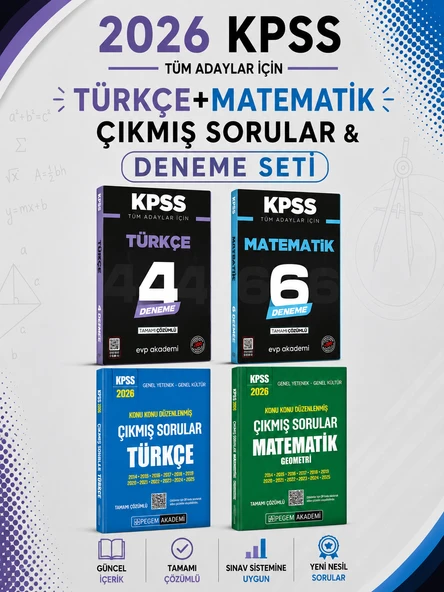 Pegem 2026 KPSS Türkçe + Matematik Çıkmış Sorular & KPSS Türkçe + Matematik Deneme EVP Akademi ürün görseli 1