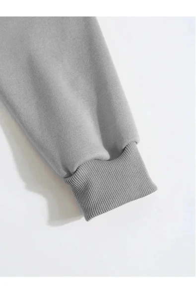 Erkek Düz Kapüşonlu Sweat - Boyalı Gri - Resim 4
