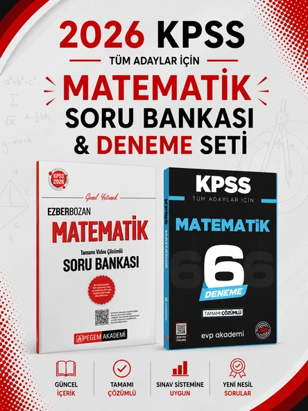 Pegem 2026 KPSS Ezberbozan Matematik Soru Bankası & KPSS Matematik 6 Deneme EVP Akademi Seti ürün görseli 1