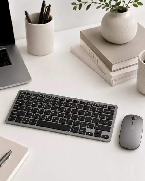 Nevamel® Kablosuz Bluetooth Klavye Mouse Seti Şarjlı Tablet Laptop Uyumlu ürün görseli 1