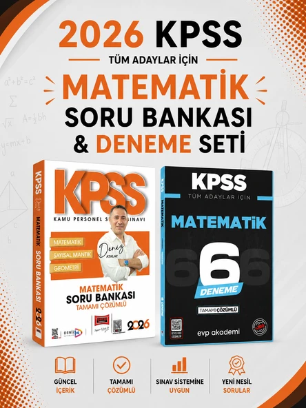 Yargı 2026 KPSS Matematik Soru Bankası & KPSS Matematik 6 Deneme EVP Akademi Seti ürün görseli 1