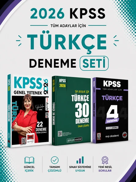 2026 KPSS Türkçe Deneme Seti Yargı Yayınları + Pegem Akademi + EVP Akademi Seti ürün görseli 1