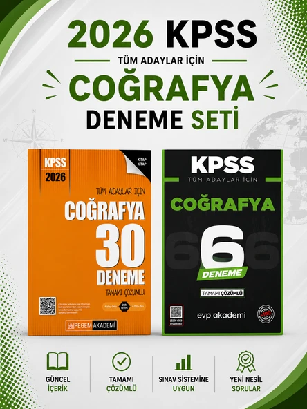 Pegem 2026 KPSS Tüm Adaylar İçin Coğrafya Deneme &  KPSS Coğrafya Deneme EVP Akademi Seti ürün görseli 1