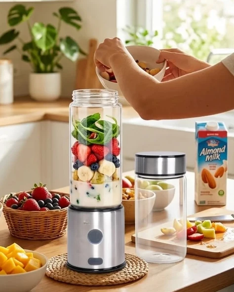 Nevamel® Taşınabilir Cam Blender 450 ml 350 ml Çift Hazneli Smoothie Blender ürün görseli 1