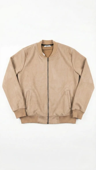 Erkek Scuba Süet Kumaş Bomber Hırka - Resim 6