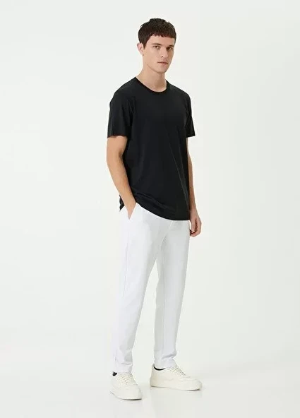 Unisex Basic Bisiklet Yaka Regular T-Shirt - Siyah - Resim 4