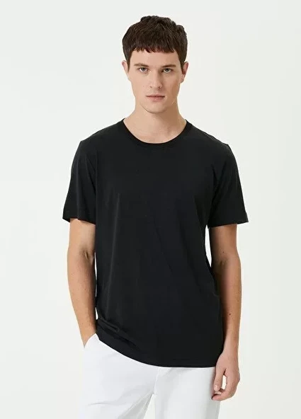 Unisex Basic Bisiklet Yaka Regular T-Shirt - Siyah ürün görseli 1