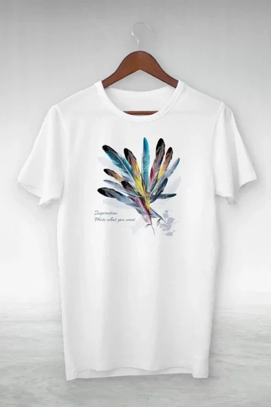 Unisex Baskılı Oversize T-Shirt - Beyaz ürün görseli 1