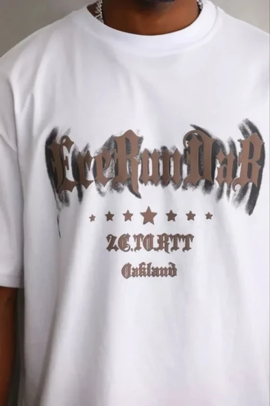 Erkek Baskılı T-Shirt Kısa Kol Bisiklet Yaka Regular Fit Rahat Kalıp Günlük Tişört - Beyaz ürün görseli 1