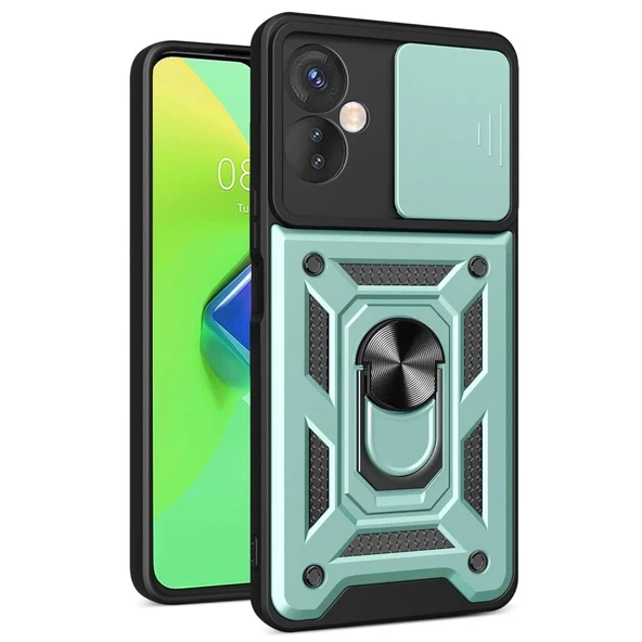 İnfinix Hot 30 4g Kılıf Pars Lens Yüzüklü Silikon - Yeşil ürün görseli 1