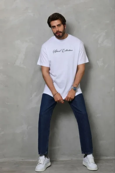 Erkek Baskılı T-Shirt Kısa Kol Bisiklet Yaka Regular Fit Rahat Kalıp Günlük Tişört - Beyaz ürün görseli 1