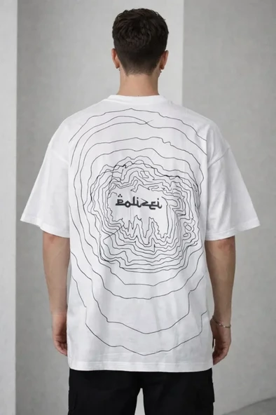 Erkek Bisiklet Yaka Baskılı Kısa Kollu Tişört Streetwear Günlük Basic Pamuklu T-shirt - Beyaz ürün görseli 1