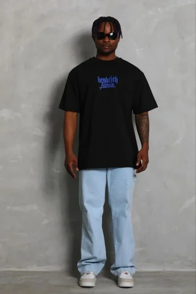 Erkek Baskılı T-Shirt Kısa Kol Bisiklet Yaka Regular Fit Rahat Kalıp Günlük Tişört - Siyah ürün görseli 1