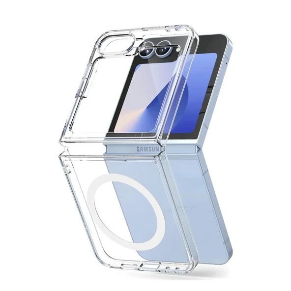 Samsung Galaxy Z Flip 6 Kılıf Magneticsafe Şeffaf Silikon - Şeffaf ürün görseli 1