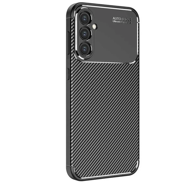 Samsung Galaxy S25 Kılıf Auto Focus Karbon Kapak - Siyah ürün görseli 1