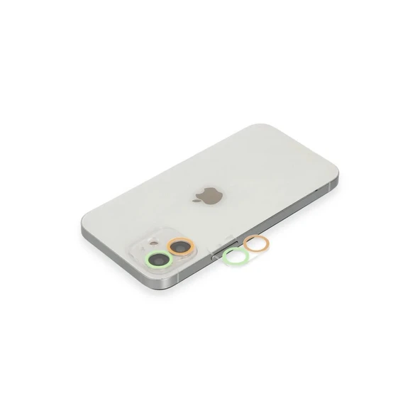Apple İphone 12 Renkli Kamera Lens Koruma Cam - Turuncu-yeşil ürün görseli 1