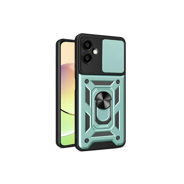 Samsung Galaxy A06 Kılıf Pars Lens Yüzüklü Silikon - Yeşil ürün görseli 1
