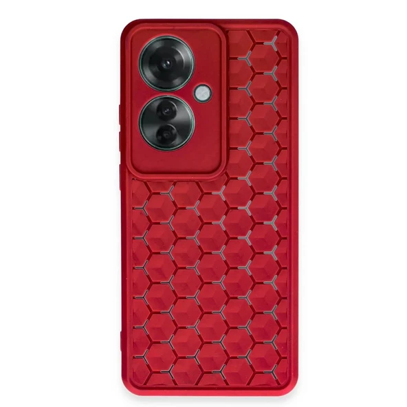 Oppo Reno 11f Kılıf Petek Silikon Kapak - Kırmızı ürün görseli 1