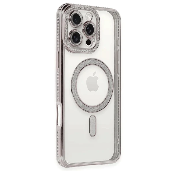 Apple İphone 16 Pro Kılıf Joke Simli Magneticsafe Kılıf - Pembe ürün görseli 1