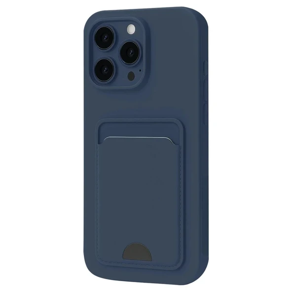 Apple İphone 16 Pro Kılıf Kelvin Kartvizitli Silikon - Lacivert ürün görseli 1