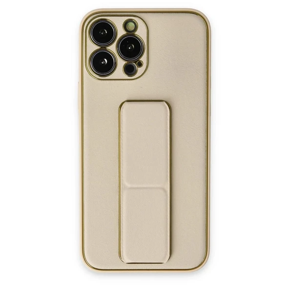 Apple İphone 13 Pro Kılıf Coco Deri Standlı Kapak - Gold ürün görseli 1
