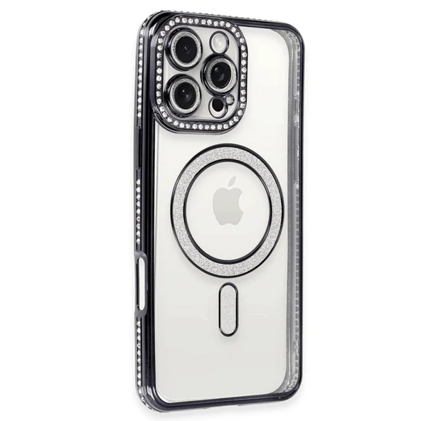 Apple İphone 16 Pro Max Kılıf Joke Simli Magneticsafe Kılıf - Gri ürün görseli 1