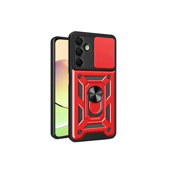 Samsung Galaxy A16 5g Kılıf Pars Lens Yüzüklü Silikon - Kırmızı ürün görseli 1