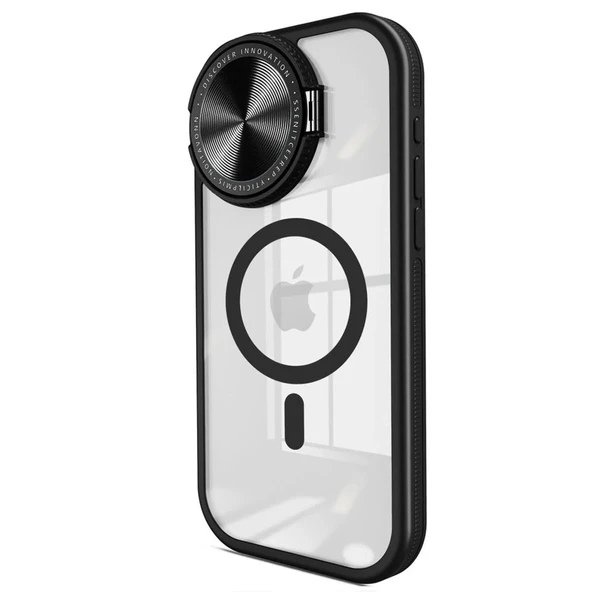 Apple İphone 14 Pro Max Kılıf Teleskop Lens Magsafe Silikon Kapak - Siyah ürün görseli 1