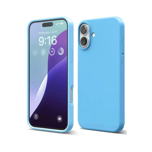 Apple İphone 16 Plus Kılıf Nano İçi Kadife Silikon - Mavi ürün görseli 1