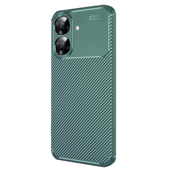 Realme Note 60 Kılıf Auto Focus Karbon Kapak - Koyu Yeşil ürün görseli 1