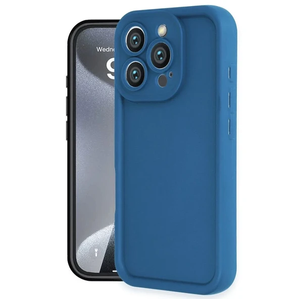 Apple İphone 16 Pro Kılıf Viera Silikon - Mavi - Resim 9
