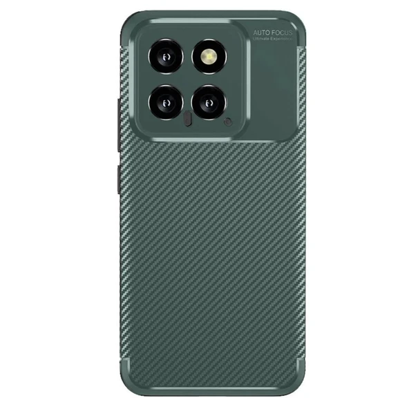Xiaomi Mi 14t Kılıf Auto Focus Karbon Kapak - Koyu Yeşil ürün görseli 1