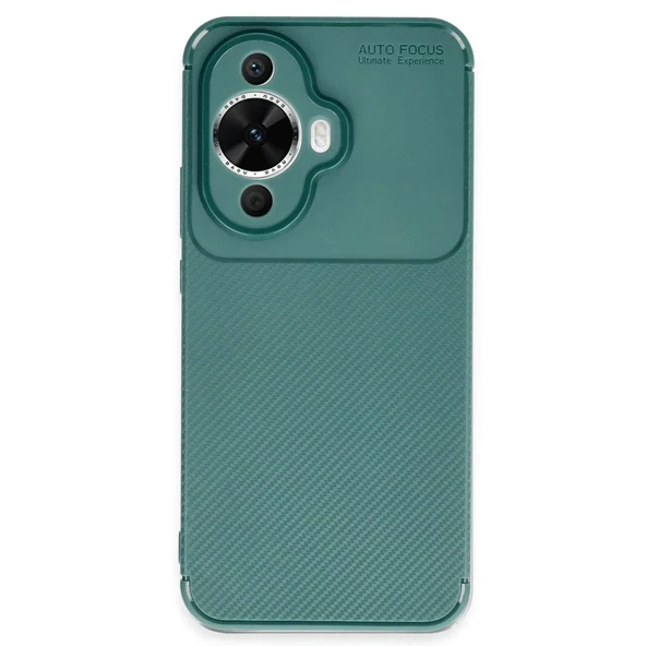 Huawei Nova 12s Kılıf Auto Focus Karbon Kapak - Koyu Yeşil ürün görseli 1