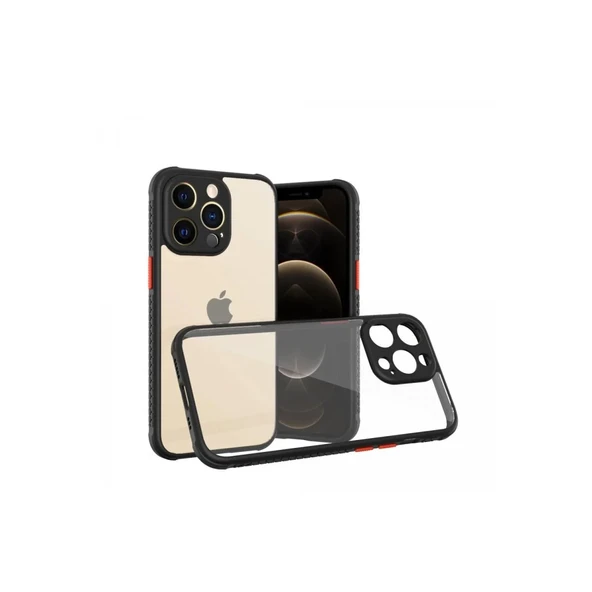 Apple İphone 13 Pro Kılıf Miami Şeffaf Silikon - Siyah ürün görseli 1