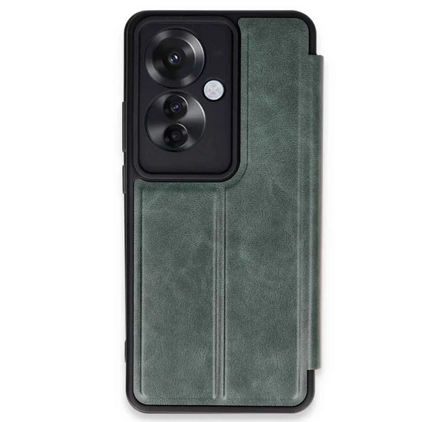 Oppo Reno 11f Kılıf Flip Cover - Koyu Yeşil ürün görseli 1
