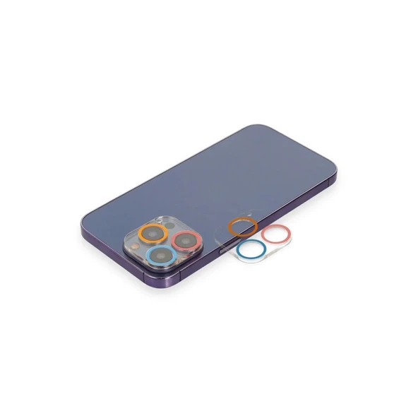 Apple İphone 13 Pro Renkli Kamera Lens Koruma Cam - Pembe-mavi ürün görseli 1