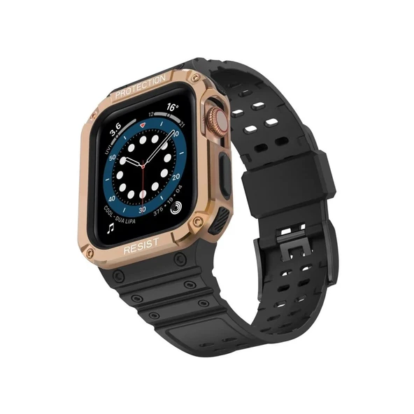 Apple Watch 42mm Kr401 Silikon Kordon (saat Değildir) - Siyah-rose ürün görseli 1