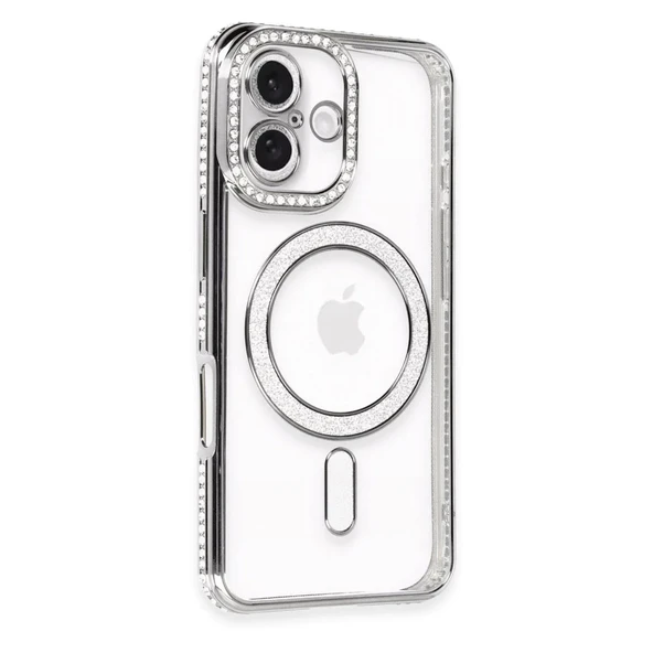 Apple İphone 16 Kılıf Joke Simli Magneticsafe Kılıf - Gri ürün görseli 1