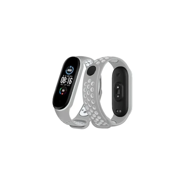 Xiaomi Mi Band 4 Spor Delikli Kordon (saat Değildir) - Gri-beyaz ürün görseli 1