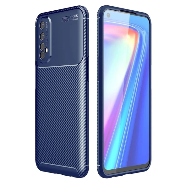Realme 7 Kılıf Auto Focus Karbon Kapak - Lacivert ürün görseli 1