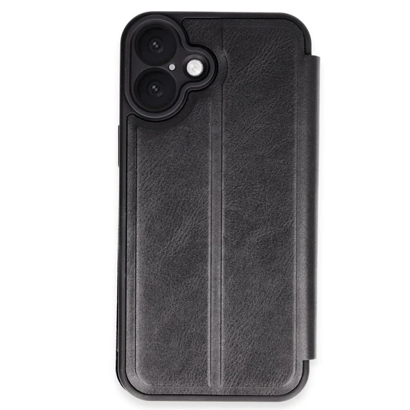 Apple İphone 16 Kılıf Flip Cover - Siyah - Resim 2