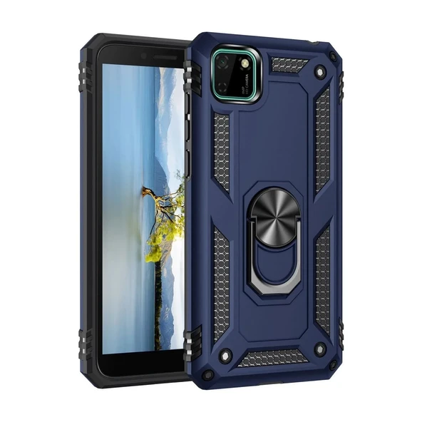 Huawei Y5p Kılıf Sofya Yüzüklü Silikon Kapak - Lacivert ürün görseli 1